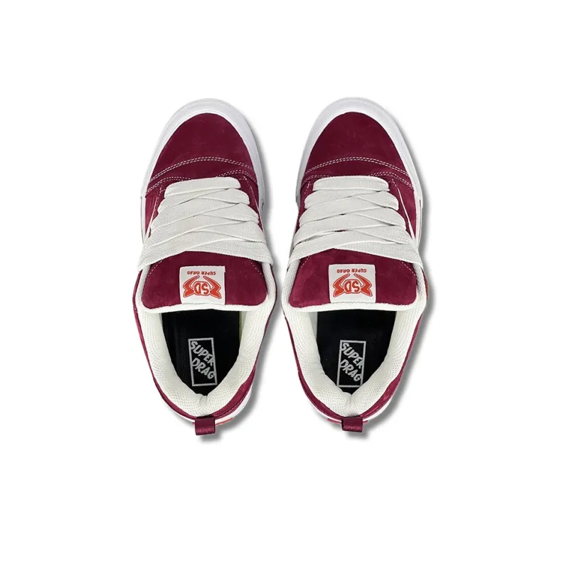 LuzaoT SUPER DRAG Anti Slip Wear Resistant Low Top Skateboard Shoes Unisex Burgundy-3