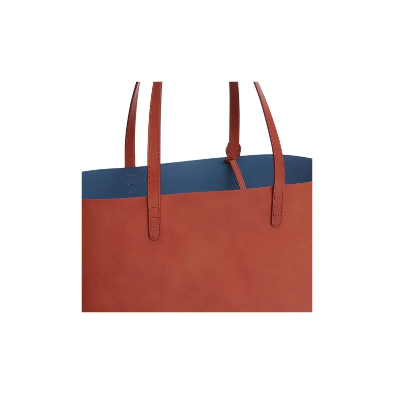 MANSUR GAVRIEL Plant Tanned Leather Tote Bag Shopping Bag Handbag Large Size Women's Brown/Dark Blue-3