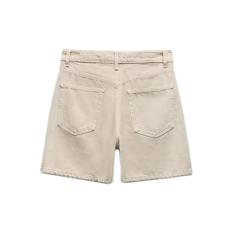 ZARA Denim Shorts Women's Beige-1