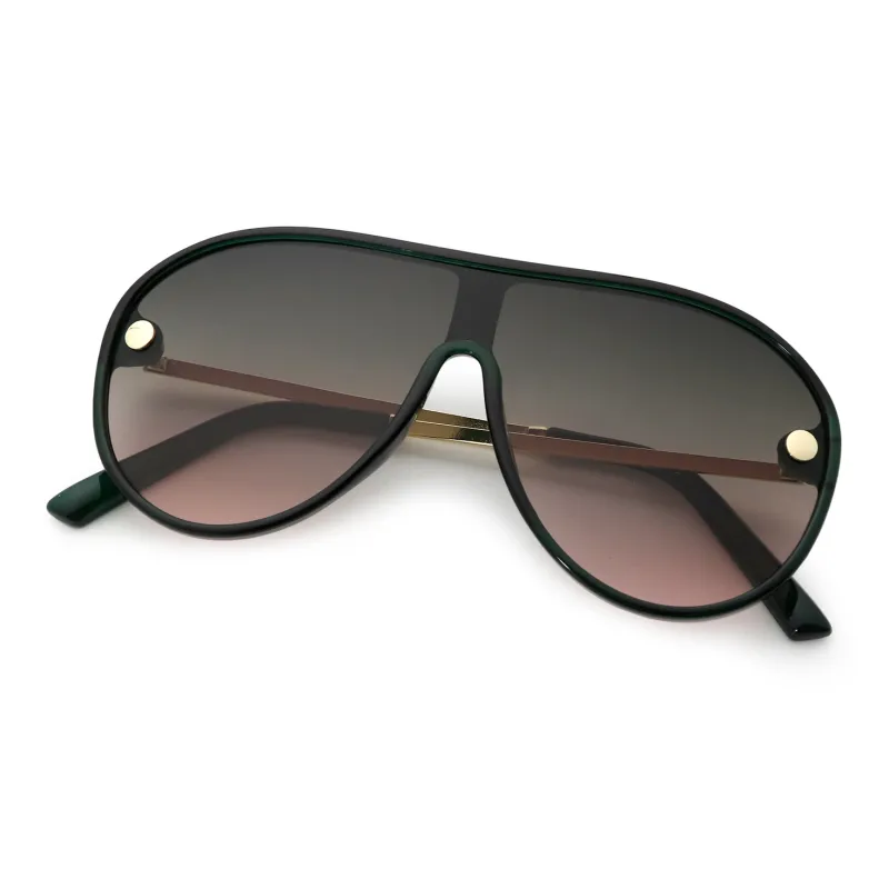 Pair Ponyo PC Aviator Sunglasses Unisex Black Green-1