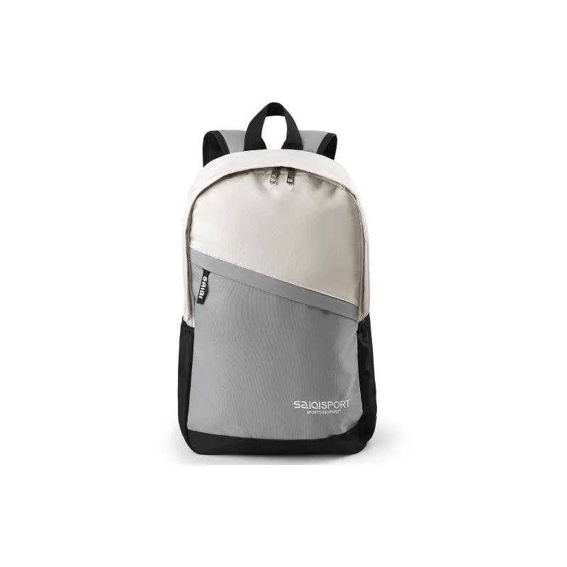 SAIQI Polyester Backpack Regular Unisex Ecru/Medium Gray/Black-1