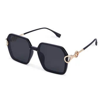 Narandu Plate And Metal PC Irregular Shape Sunglasses Women's Bright Black, Ecru