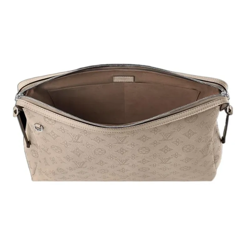 LOUIS VUITTON Leather Shoulder Bag Women's Pebble Gray-2