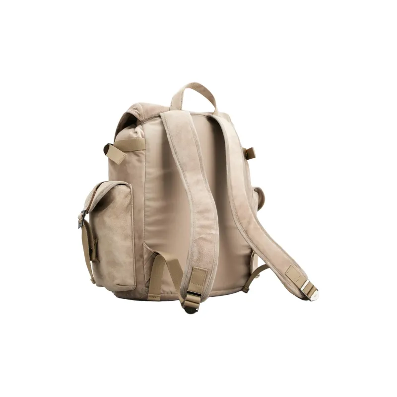 TOD'S Suede Leather Backpack Medium Size Men's Beige Yellow-2
