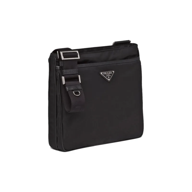 PRADA Recycled Nylon Saffiano Cow Leather Shoulder Bag, Crossbody Bag Men's Black-1