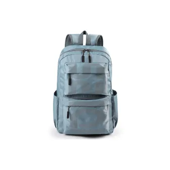 SAIQI Oxford Double Shoulder Backpack Regular Unisex Gray Blue