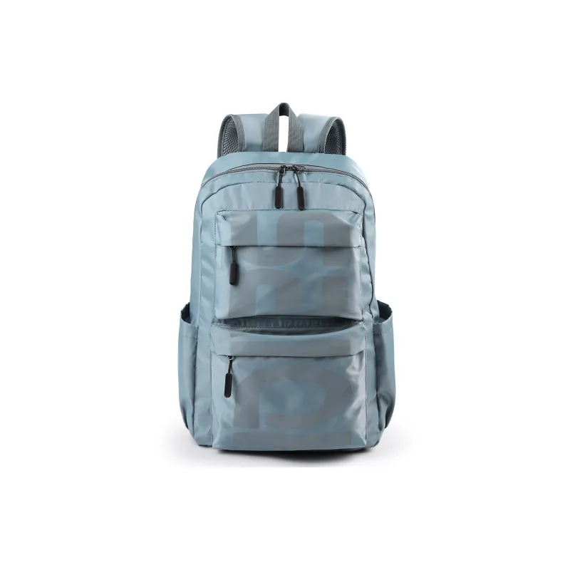 SAIQI Oxford Double Shoulder Backpack Regular Unisex Gray Blue-0
