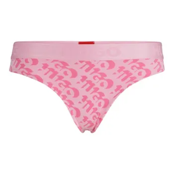 HUGO BOSS Stretch-Cotton Thong With Repeat Logos Underpants Women's Pink