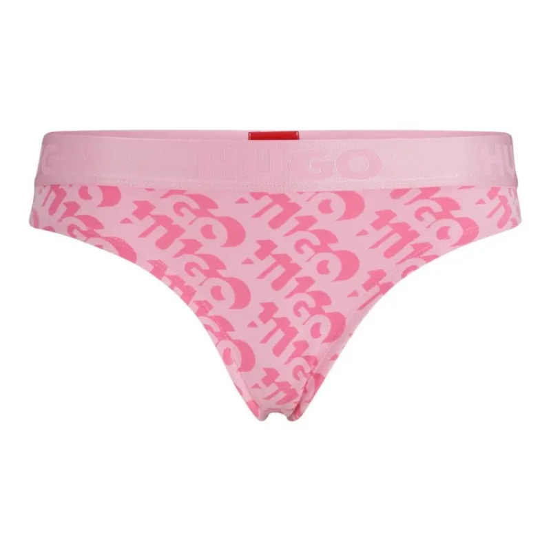HUGO BOSS Stretch-Cotton Thong With Repeat Logos Underpants Women's Pink-0
