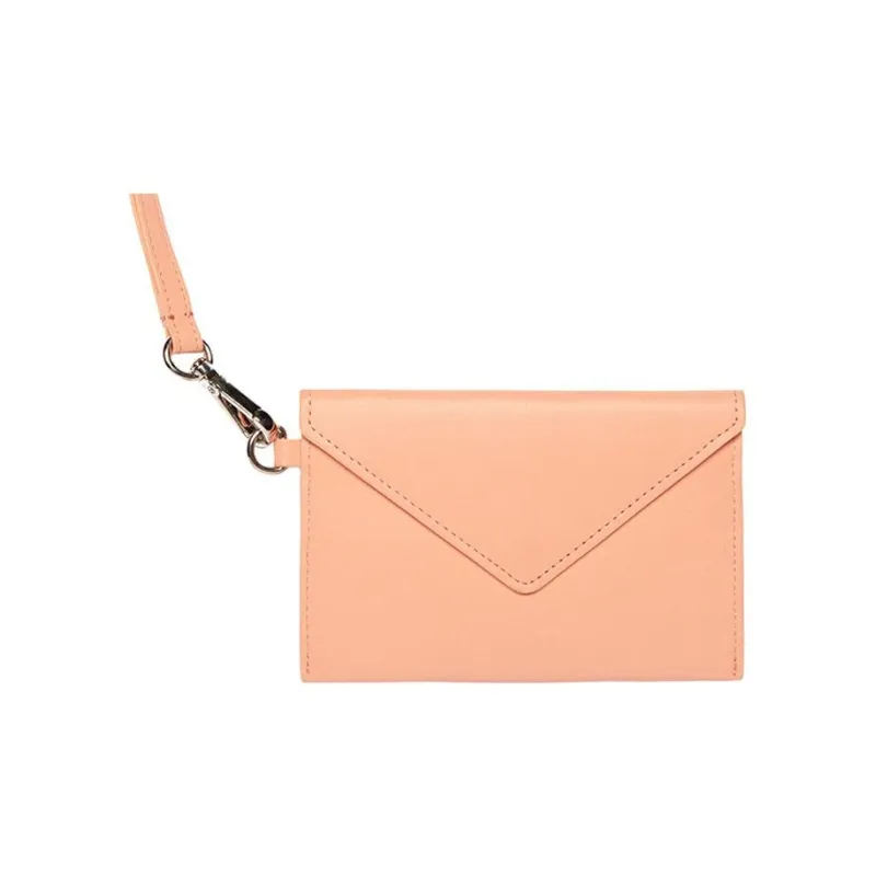 Maison Kitsune Calfskin Card Holder, Wallet Unisex Peach-1