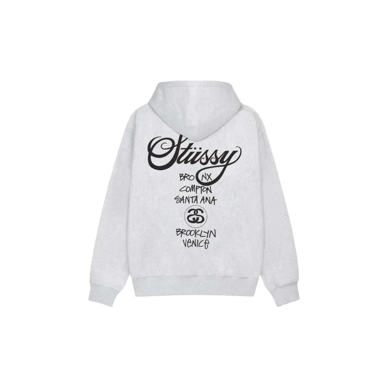 Stussy World Tour Zip Hoodie Black L - POIZON