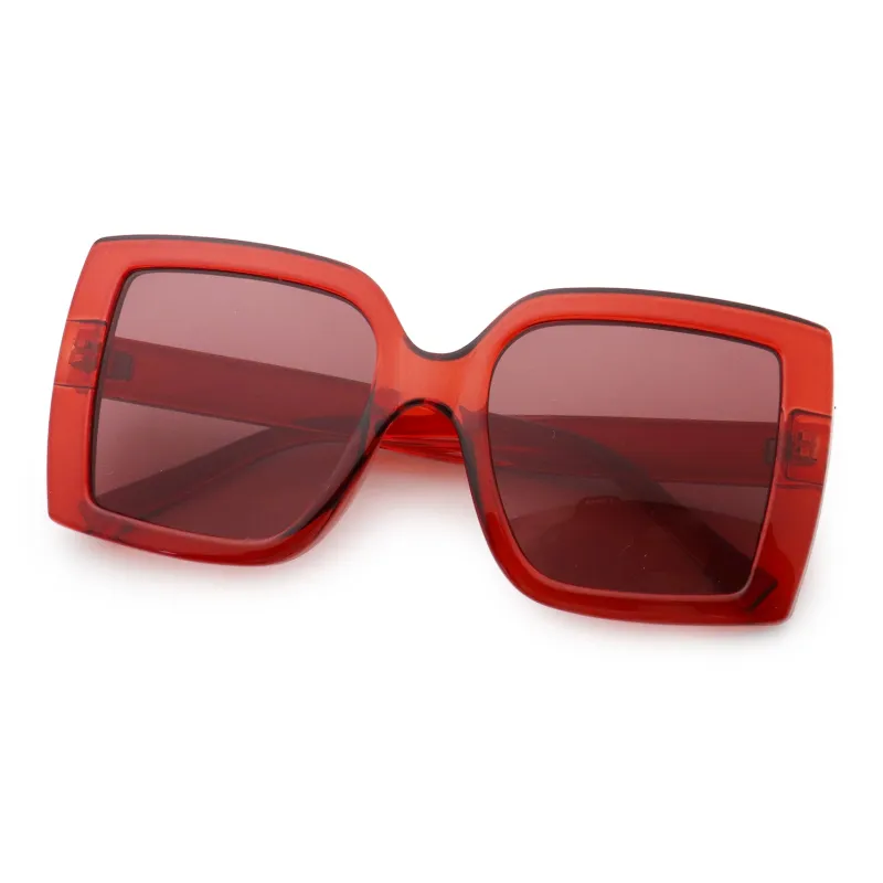 Pair Ponyo PC Square Sunglasses Unisex Transparent Red Frame-3