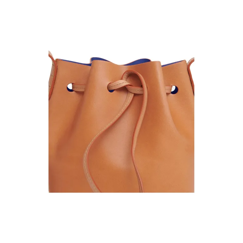 MANSUR GAVRIEL Plant Tanned Leather Bucket Bags Shoulder Bag Crossbody Bag Extra Mini Women's Camel/Royal Blue-3