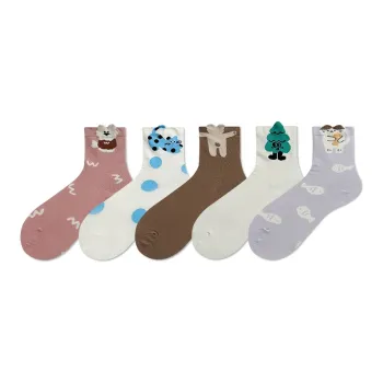 COTTON CHEESE Mid Calf Socks Women's 5 Pack
