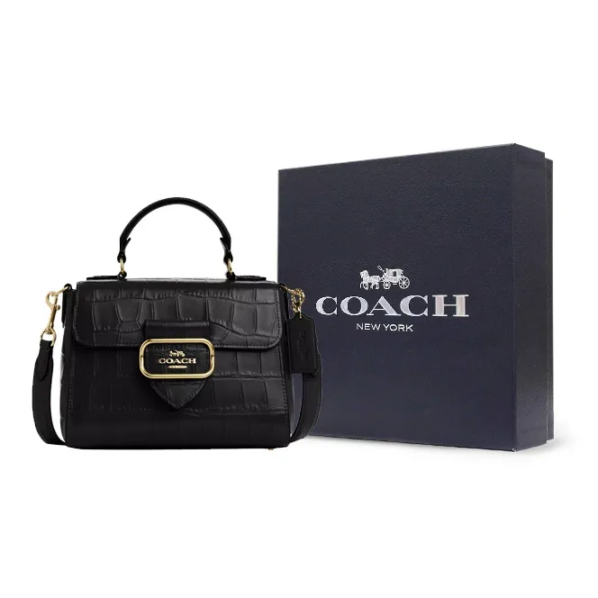 COACH Morgan Leather One Shoulder Handbag Small Size Women's Black-6