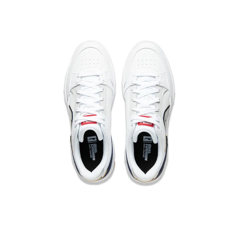 LiNing Common 80s Slip-Resistant Cushioning Low-Top Skateboard Shoes Men's White Blue-4