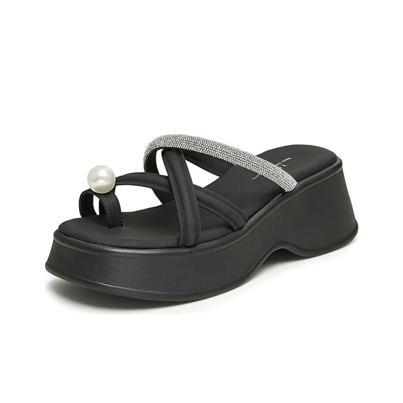 TATA Slide Slippers Women's Black/White/Silver-1