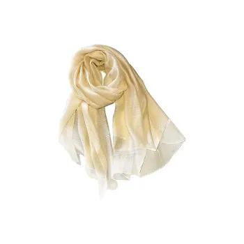 Narandu Wool And Mulberry Silk Scarves Women's Light Yellow/Snow Bud/Taro Purple