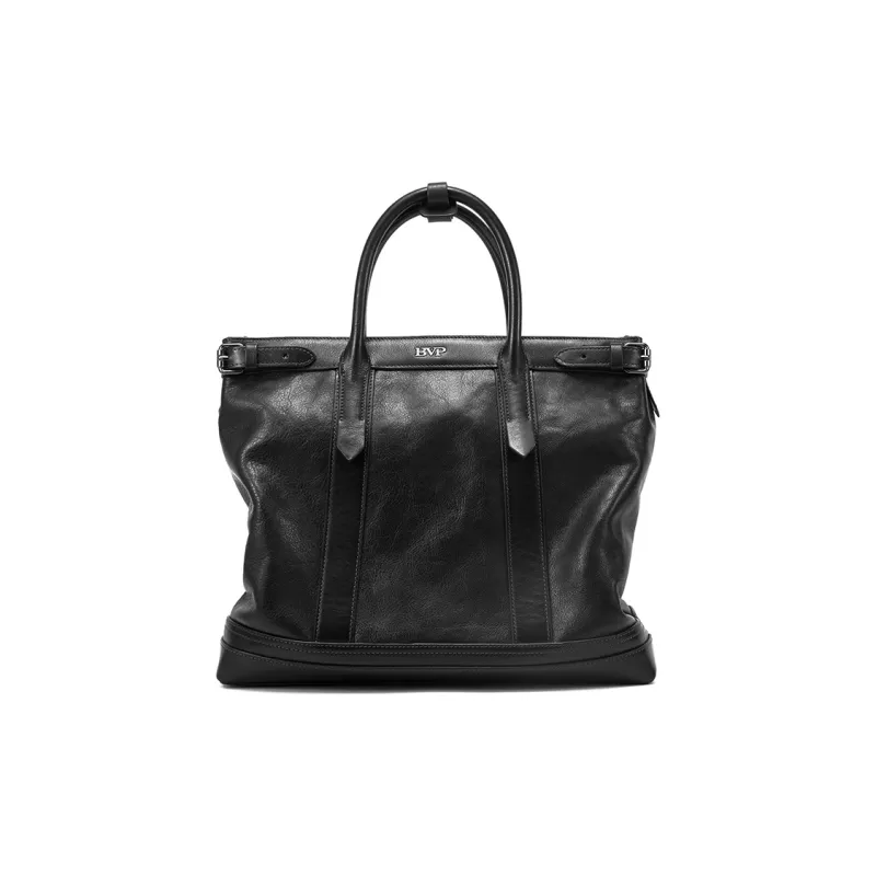 BVP Top Grain Cow Leather Casual Briefcase Regular Men's Black-1