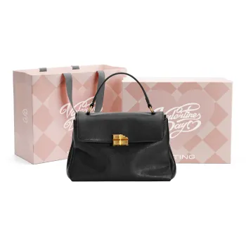 Simedin Cow Leather One Shoulder Handbags Medium Size Women's Deep Black/Coffee/Ecru