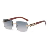 Gold Frame with Gradient Green Lens in Pink