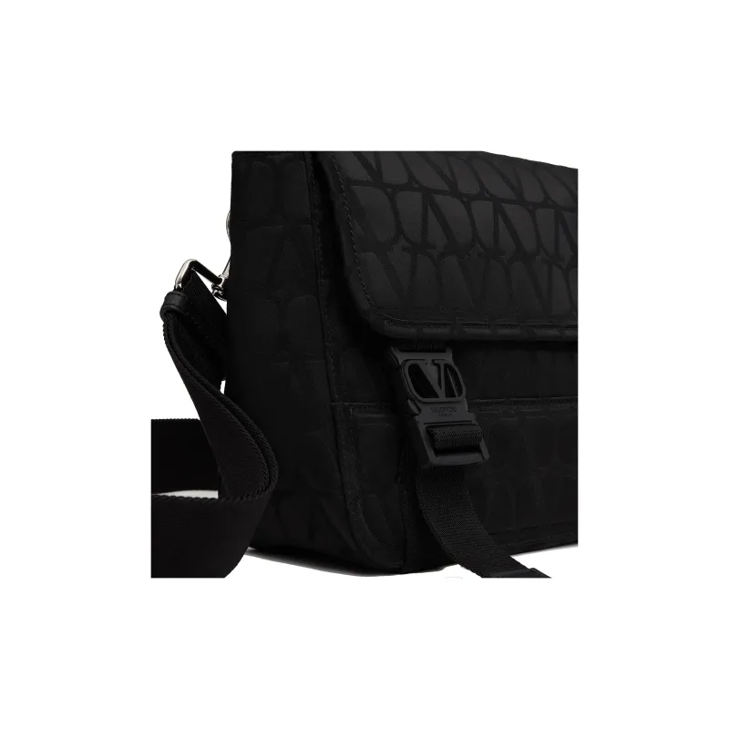 Valentino Calfskin Detail Messenger Bag, Shoulder Bag, Crossbody Bag Men's Black-5