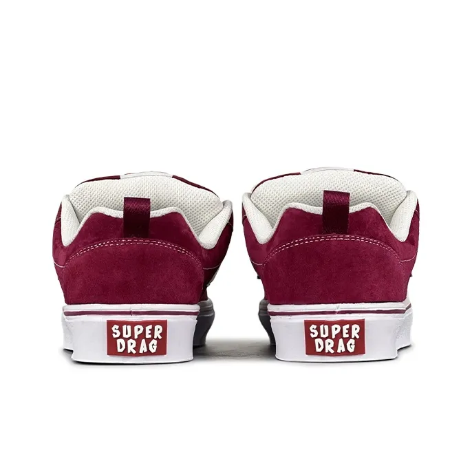 LuzaoT SUPER DRAG Anti Slip Wear Resistant Low Top Skateboard Shoes Unisex Burgundy-4