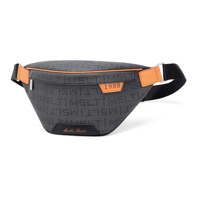 MashaLanti PVC With Synthetic Leather Fanny Pack Regular Men's Gray Blue-2