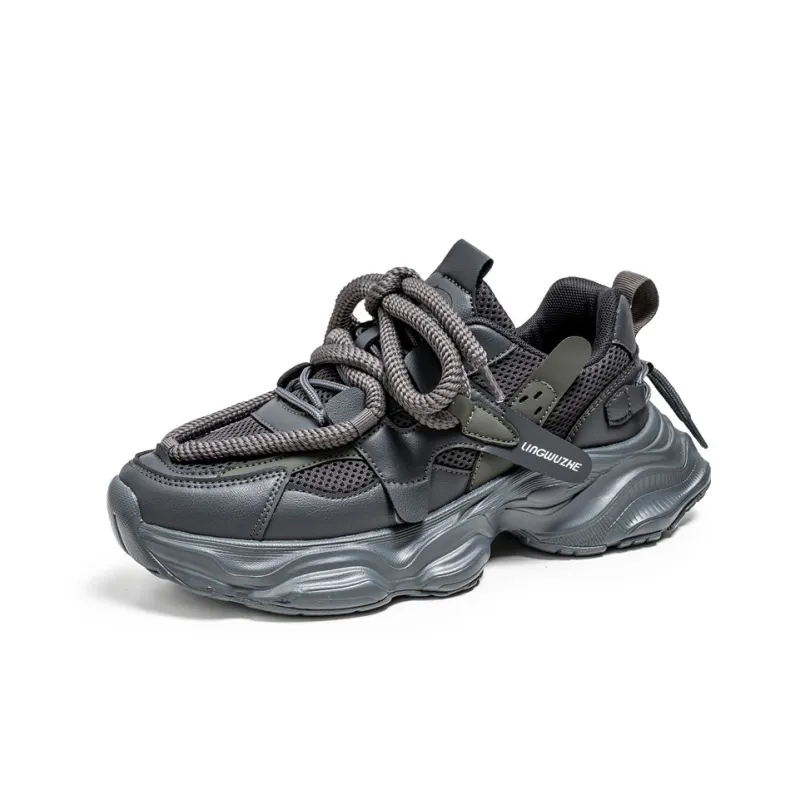 Lingwuzhe Cushioning, Slip Resistant, And Abrasion Resistant Low Top Chunky Sneakers Unisex-1