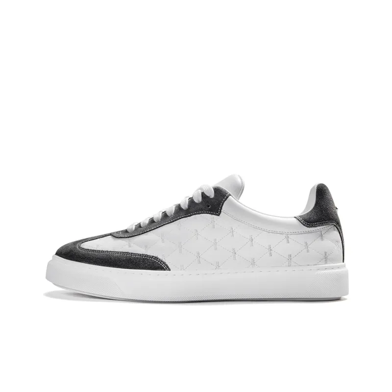 THOM WILLS Trendy Versatile German Army Trainers Low Top Skateboard Shoes Men's Gray White-0