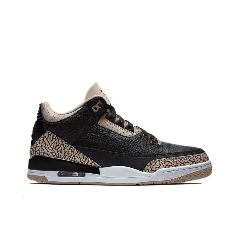 Jordan Air Jordan 3 Natural Cement Mid-Top Vintage Basketball Shoes Women's Black Brown-1