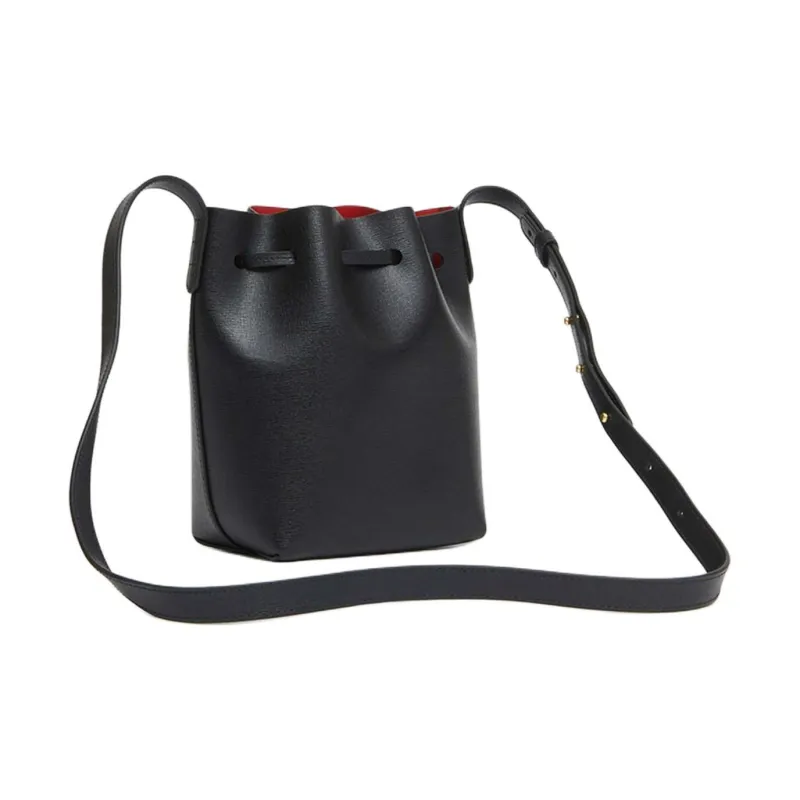 MANSUR GAVRIEL Saffiano Leather Bucket Bags Shoulder Bag Crossbody Bag Extra Mini Women's Black & Flame Red-2