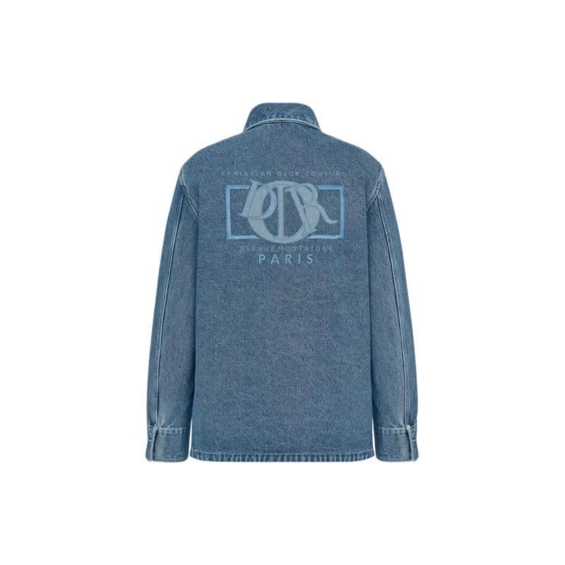 DIOR Logo Embroidered Denim Overshirt-1