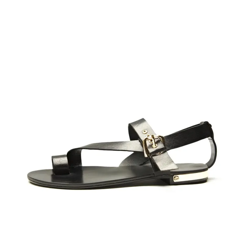Voguhomme Thong, Fashion Genuine Leather Roman Sandals Men's Black-3