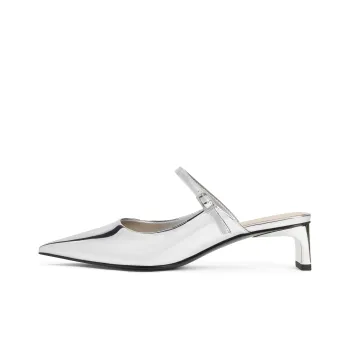 CHARLES&KEITH Composite Sole Slip Resistant 4.5cm Closed Toe Slippers Women's Silver/Silver/Black/Flesh