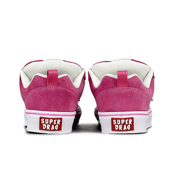 LuzaoT SUPER DRAG Puffy Shoes Anti Slip Wear Resistant Low Top Skateboard Shoes Unisex Rose Pink-4
