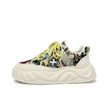 SLNU 3 Cushioned Wear Resistant Height Increasing Low Top Skateboard Shoes Men's Beige Yellow