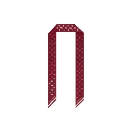 LOUIS VUITTON Silk Scarves Women's Red