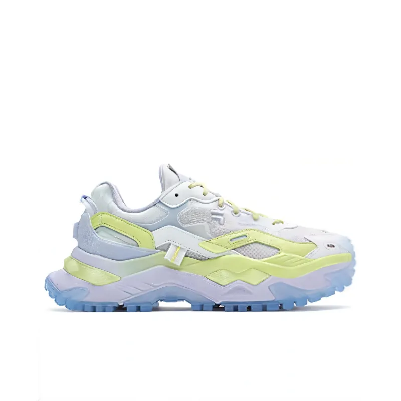 FILA FUSION BIANCO Cushioned Slip Resistant Lightweight Low Top Long Distance Running Running Shoes Women's Blue Green-1