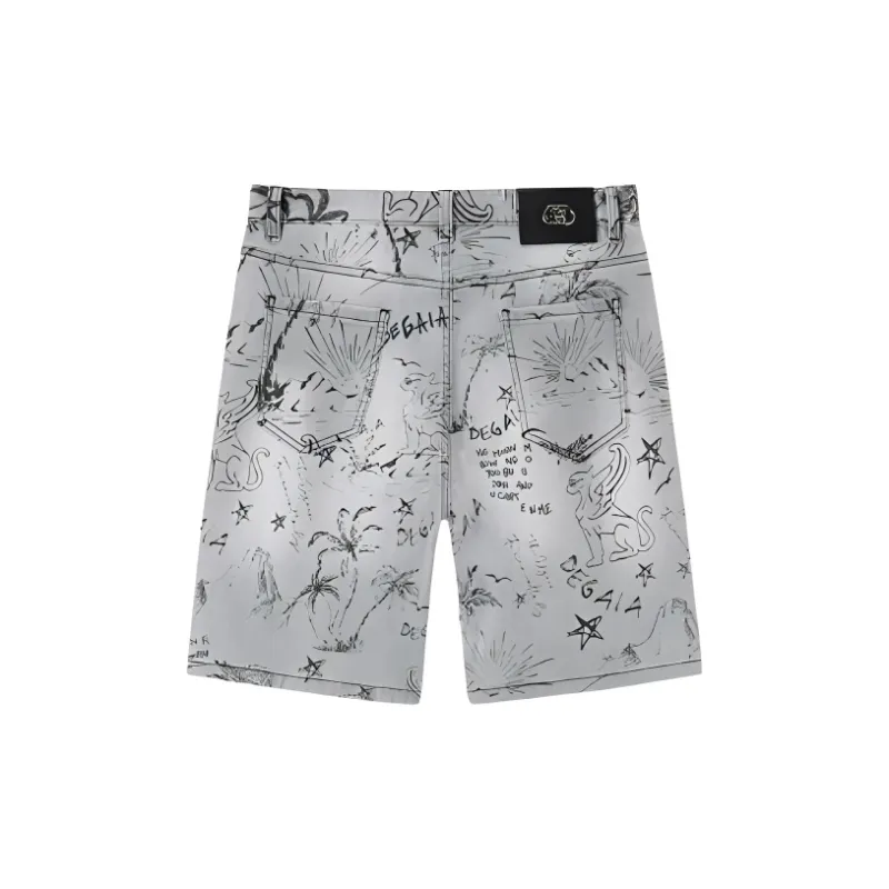 DEGAIA SS24 Denim Shorts Men's Light Gray-1