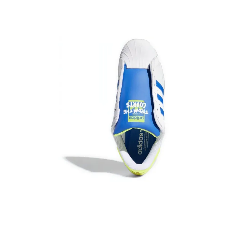 Adidas Superstar Laceless White Blue Solar Yellow-3