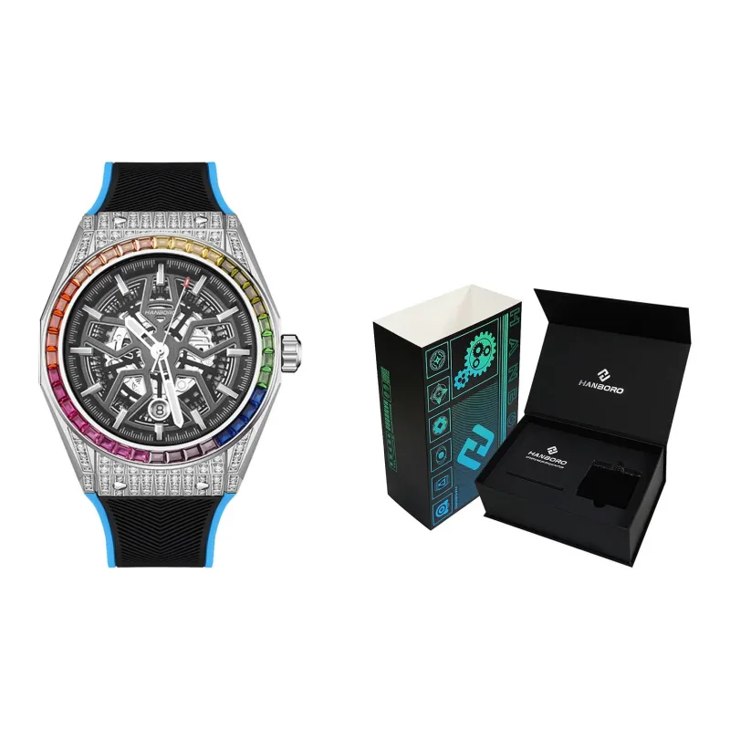 HANBORO Big Explosion Collection Automatic Mechanical Movement Watch Men's Watches Cut-Out Dial HBR9010-CL-1
