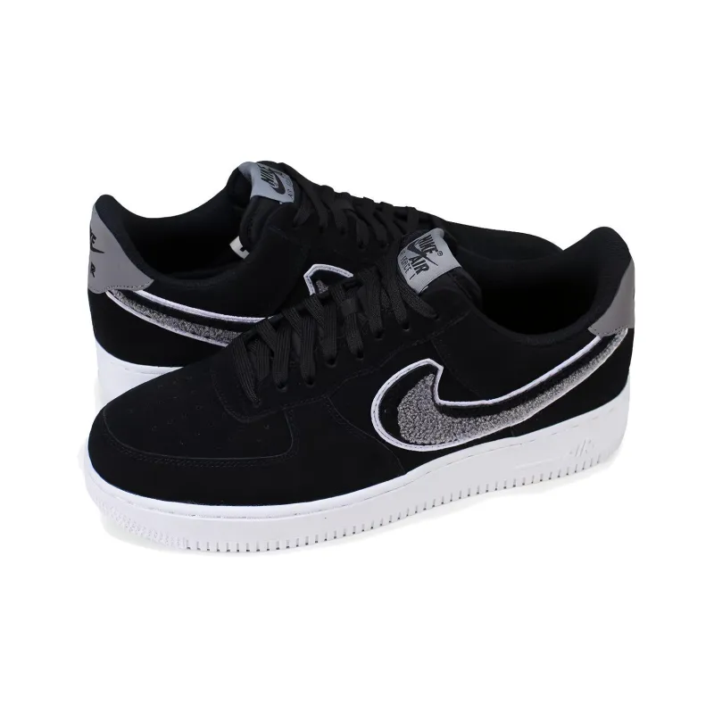 Nike Air Force 1 Low 3D Chenille Swoosh Black Cool Grey-2