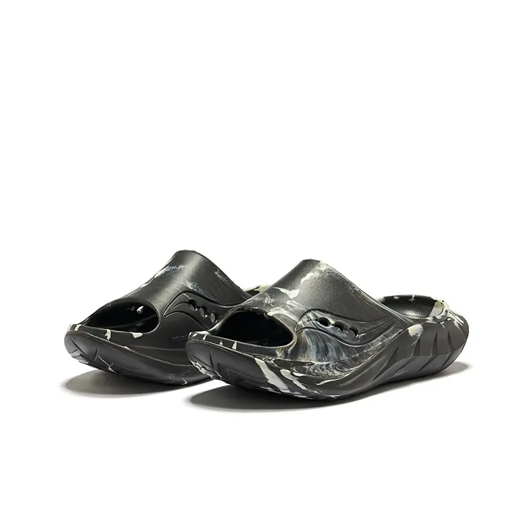Saucony Slip Resistant Abrasion Resistant Slide Slippers Unisex Dark Gray Beige-2