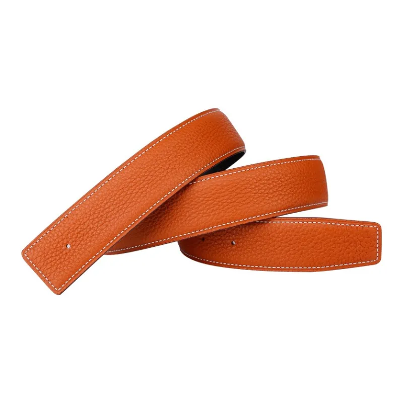 Jaylen Oos Headless H Buckle Smooth Buckle Unique Design Double Sided Top Grain Cow Leather Leather Belts Men's-37