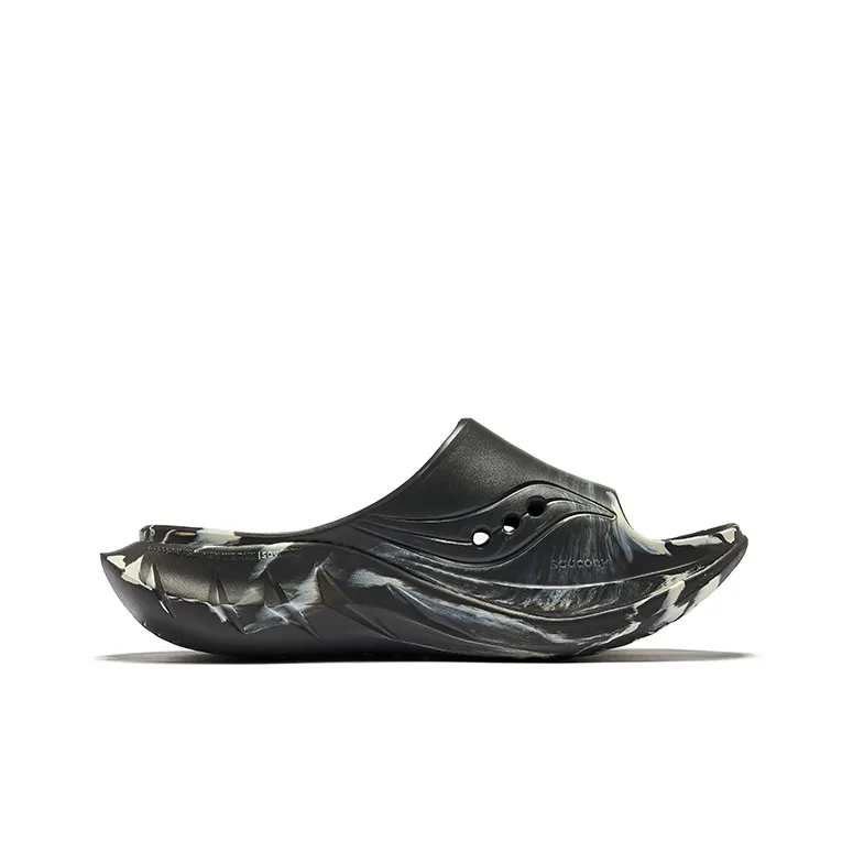 Saucony Slip Resistant Abrasion Resistant Slide Slippers Unisex Dark Gray Beige-1