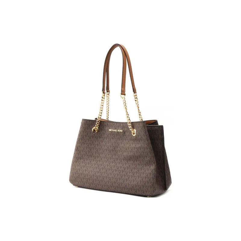 MICHAEL KORS Teagen Canvas With Leather Tote Bag, Shopping Bag, Handbag, Shoulder Bag Tubas Women's Brown-3