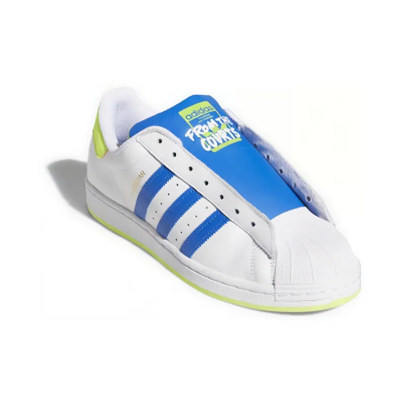 Adidas Superstar Laceless White Blue Solar Yellow-1