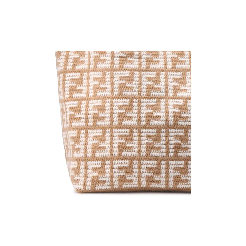 FENDI Cashmere Tote Bag, Shopping Bag, Handbag Tubas Women's Brown-8