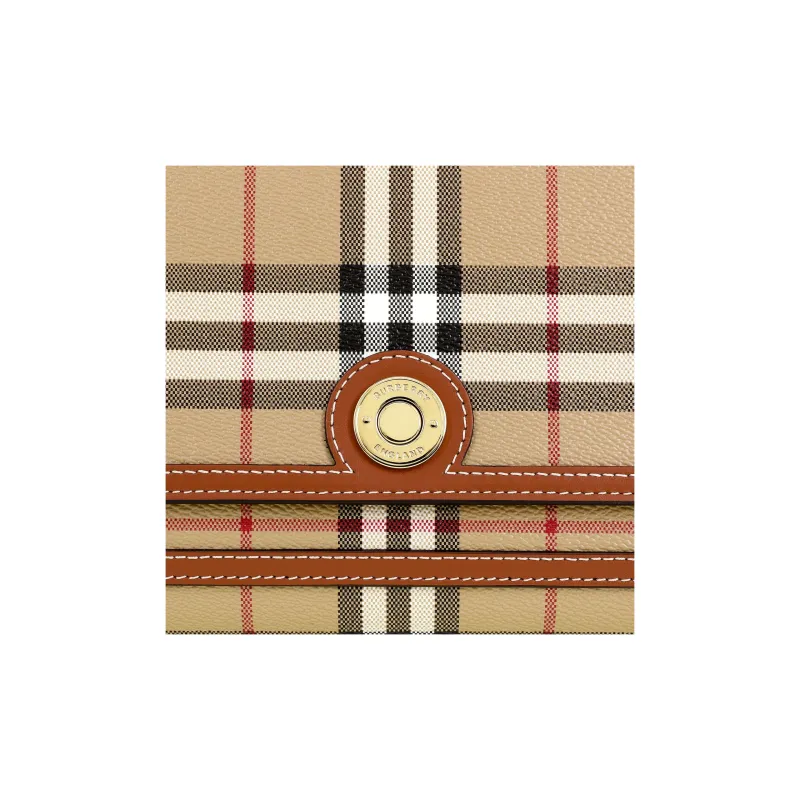 Burberry Check And Leather Note Bag Briar Brown-8
